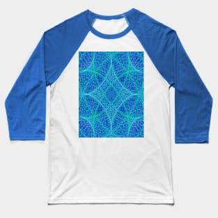 Blue Peacock Kaleidoscope Mandala Fractal Baseball T-Shirt
